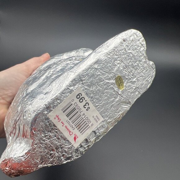 VTG Foil Wrapped Faux Chocolate Easter Bunny Rabbit Silver Decor 11in READ - Picture 9 of 16